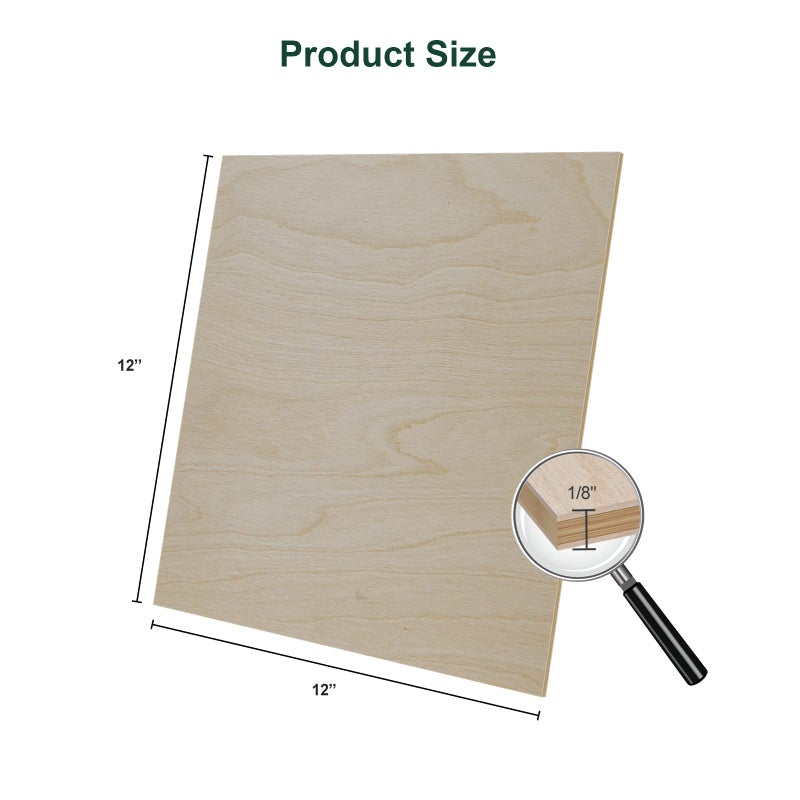 Frylr Baltic Birch Plywood Sheets Box of 45-12 x 12 x 1/8â€, 3mm Thickness Perfect for Wood Burning, Laser Engraving Cutting, Scroll Saw Nature Veneer Color, Stronger Than Basswood, A/A Grade - Image 2